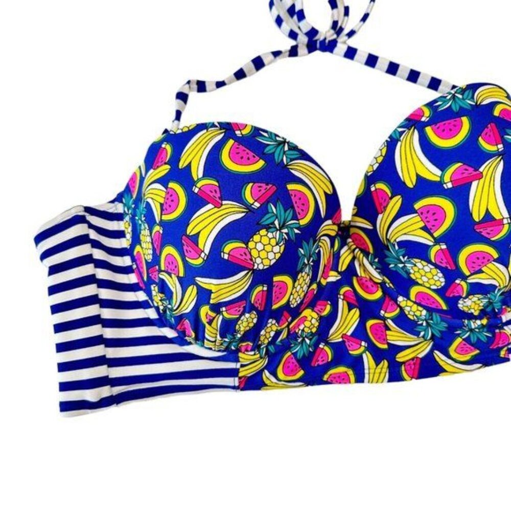 Bongo Juniors Strappy Back Padded Swim Top Size XL Multicolored-Halter Strap - Picture 3 of 8